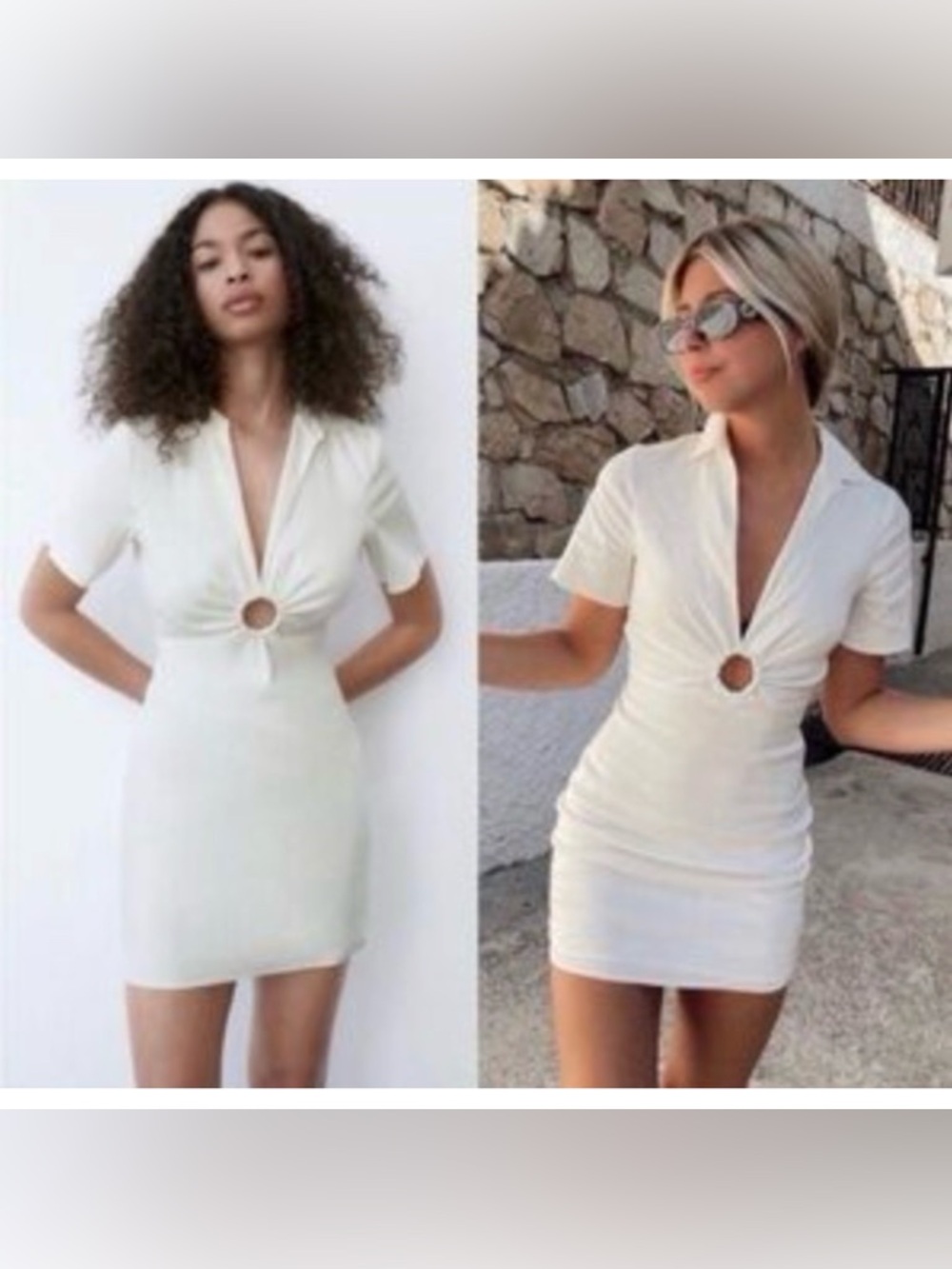 Zara white cut out dress mini short short sleeve party cocktail sheath summer M